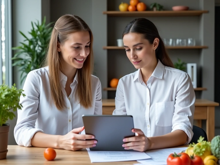 Doctora explicando un plan nutricional a una paciente