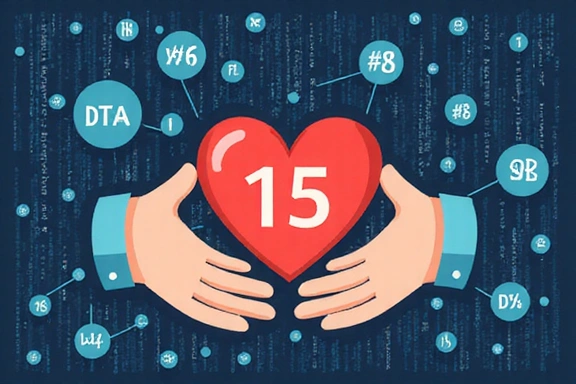 Ilustración de manos sosteniendo un corazón rodeado de elementos de datos, simbolizando el uso ético de la información
