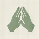 Icono abstracto de dos manos entrelazadas simbolizando confianza y apoyo