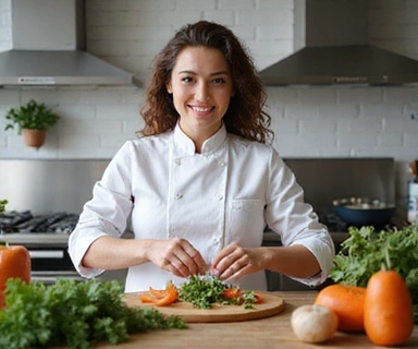 Demostración de cocina saludable con utensilios modernos